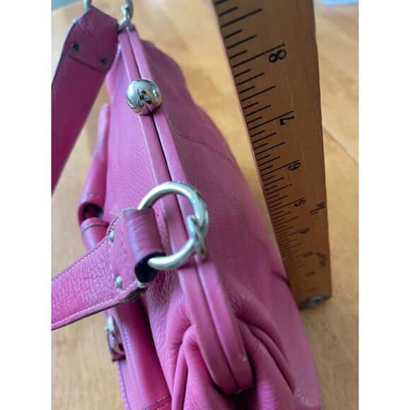 Fossil Genuine Leather Hot Pink Kiss Lock Buckle Pocket Shoulder Bag VINTAGE - Picture 11 of 11